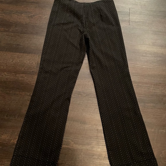 Vintage 90s 2000s Wrapper Wide Leg Dress Pants Jrs Sz 7 Black Embroidered Blocks - Picture 10 of 11